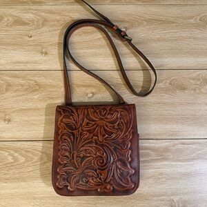 Patricia Nash Tooled Brown Leather Bag